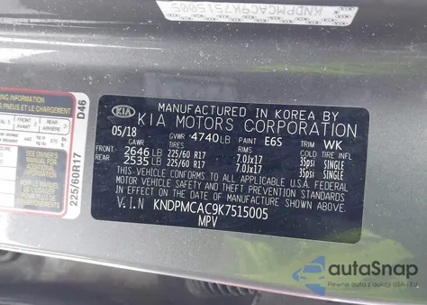 2019 Kia Sportage Lx z USA, uszkodzony, nr VIN KNDPMCAC9K7515005